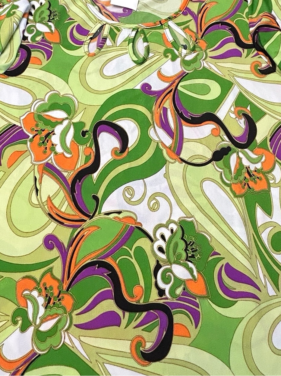 Luna Vintage Y2k Green Floral Keyhole Women's Top Hippy Flower Boho Sz L Nwt — image 7 of 8